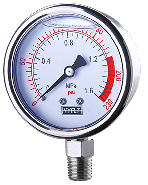充油耐震压力表径向压力表YN60-1.6Mpa